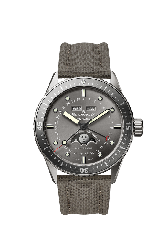Blancpain Replica Watch Fifty Fathoms Bathyscaphe Quantième Complet Phases de Lune, Titanium, 43mm, 5054-1210-G52A