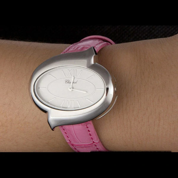 Chopard Luxury Silver Bezel with White Dial and Pink Leather Strap new59633