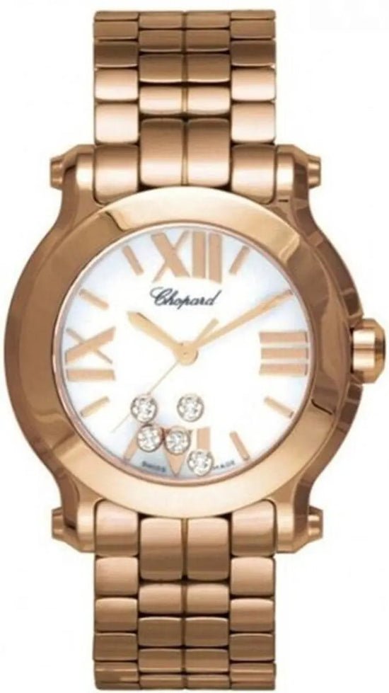 Chopard Replica Watch Happy Sport, 18k Rose Gold, 5 floating diamonds, 30mm, 274189-5011