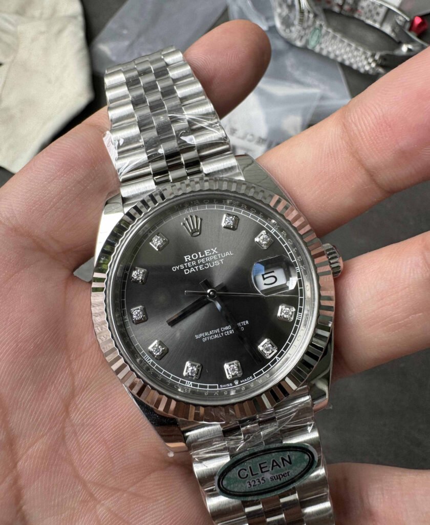Datejust 126334 Grey Diamond Dial – Rolex Datejust Super Clone 41mm