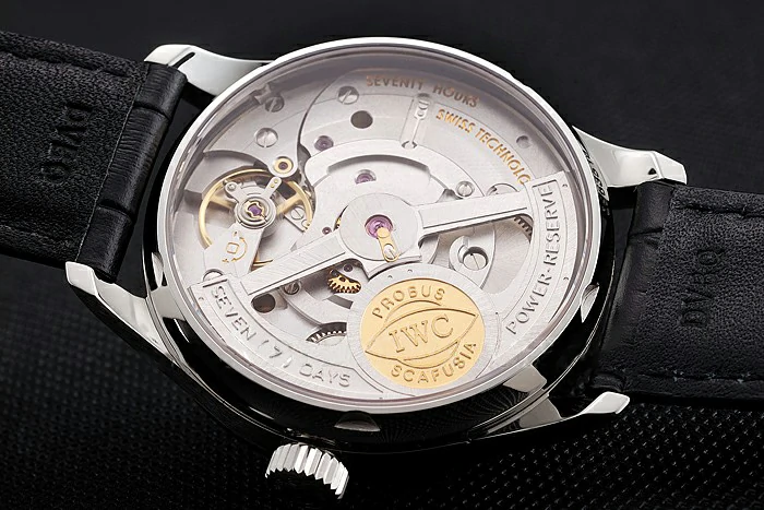 IWC Portuguese Grey Dial Silver Case Black Leather Bracelet new124525