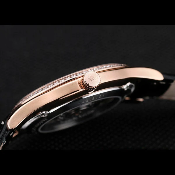Jaeger Le Coultre Master Control Crystal Encrusted Bezel Black Leather Strap new58950