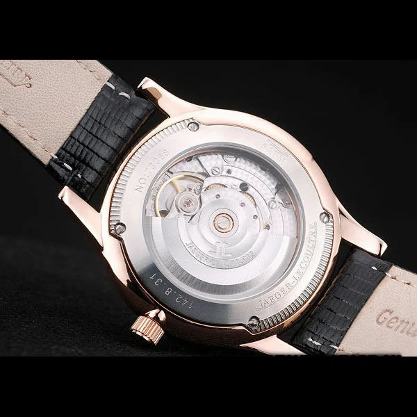 Jaeger Le Coultre Master Control Crystal Encrusted Bezel Black Leather Strap new58950