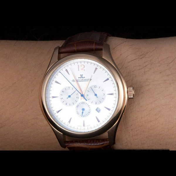 Jaeger Lecoultre Master Gold Bezel Brown Leather Band new59701