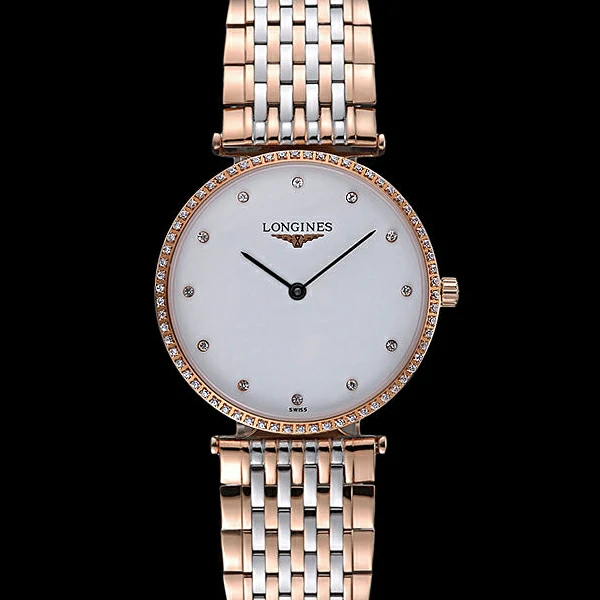 Longines La Grande Classique Rose Gold White Dial Diamond Bezel Homme new60006
