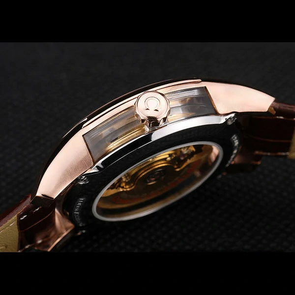 Omega DeVille Rose Gold Bezel Roman Numbers Brown Dial new58986