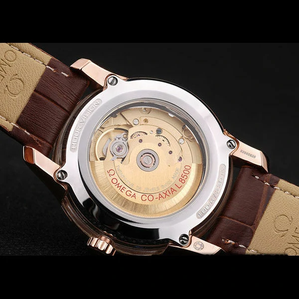 Omega DeVille Rose Gold Bezel Roman Numbers Brown Dial new58986