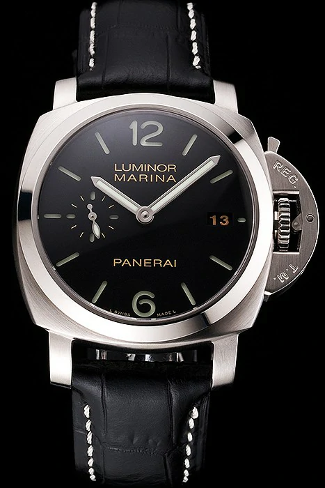 Panerai Luminor Marina Date Black Dial Stainless Steel Case Black Leather Strap new122088