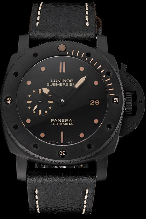 Panerai Luminor Submersible 3 Days Black Dial Black Case Black Leather Strap new122098