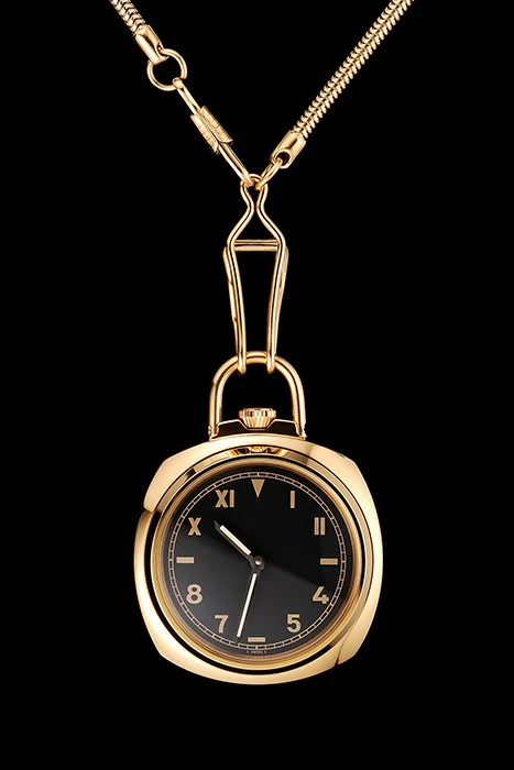 Panerai Radiomir Pocket Watch Black California Dial Gold Case And Chain new123569
