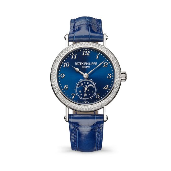 Patek Philippe Replica Watch Complication Moon Phases, 18k White Gold with 132 (~1.09 cts.) brilliant-cut diamonds, 33mm, 7121/200G-001