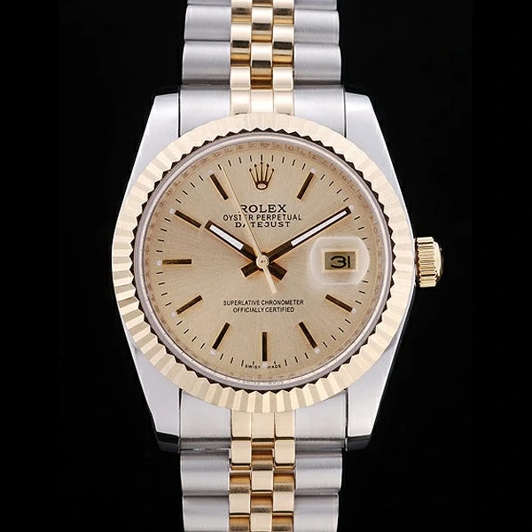 Rolex Datejust Gold Dial Ribbed Bezel new58631