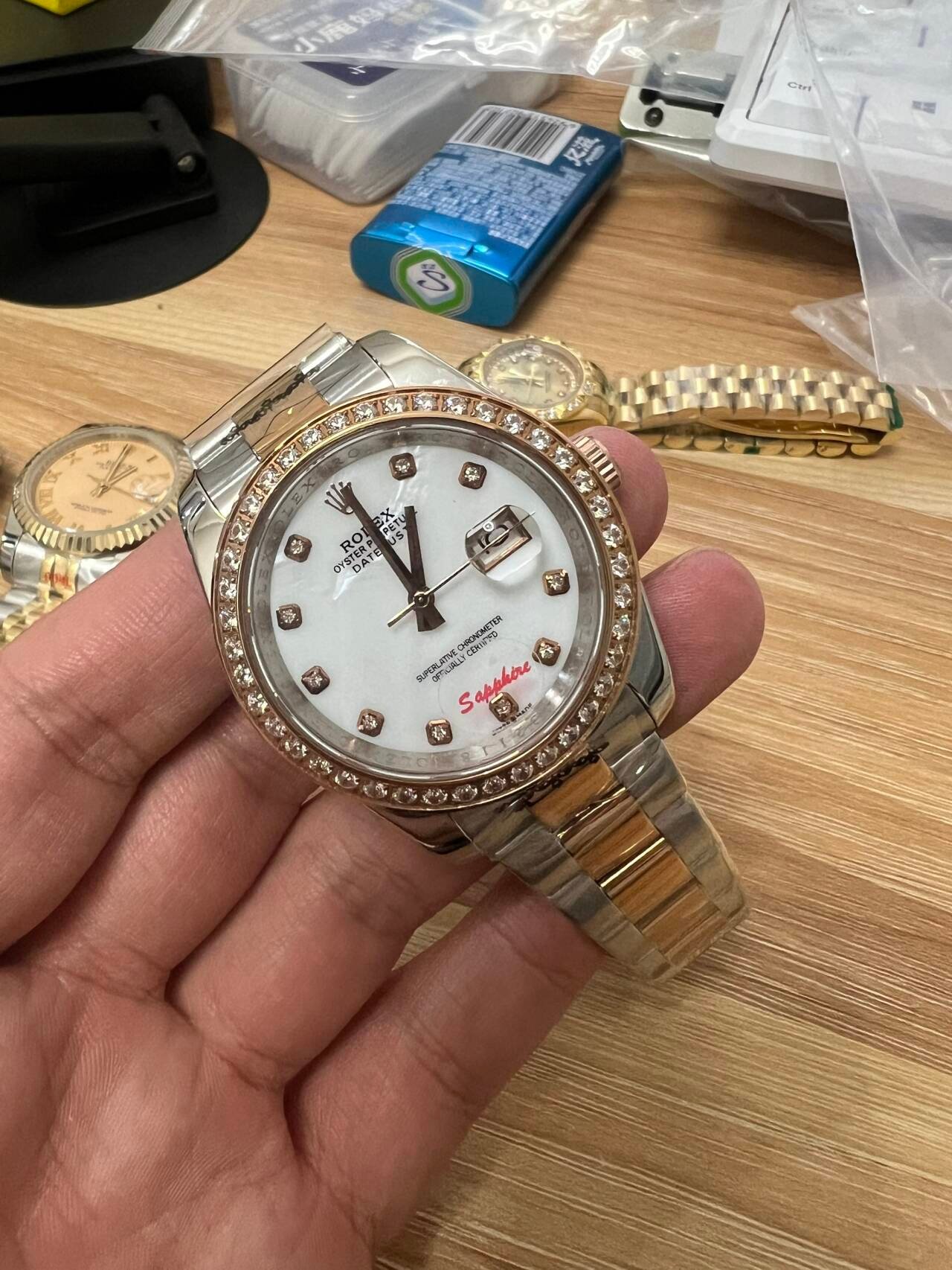 Rolex Datejust MOP Dial Diamond Bezel Two Tone Rose Gold Watch New241105