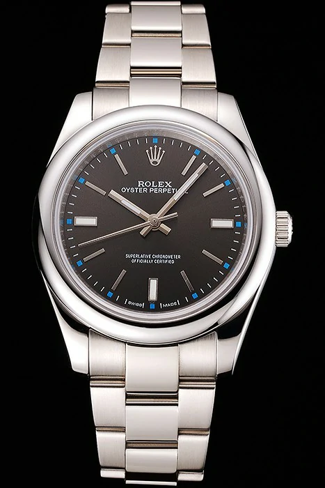 Rolex Oyster Perpetual Dark Rhodium Dial Stainless Steel Case And Bracelet new122246