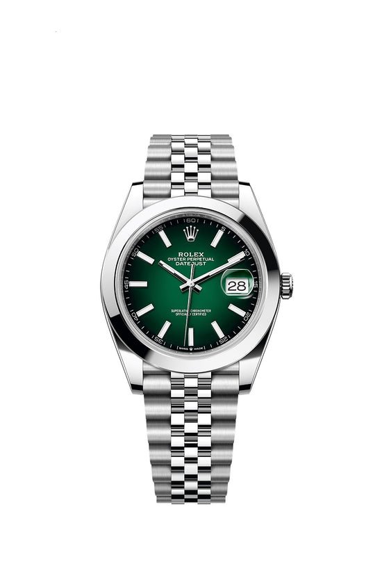 Rolex Replica Watch Datejust 41, Oystersteel, Green ombré dial, Smooth Jubilee, 126300-0026