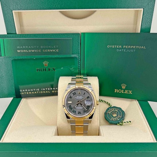 Rolex Replica Watch Datejust, 41mm, Wimbledon, 18k Yellow Gold and Stainless Steel, Oyster, Fluted, 126333-0019