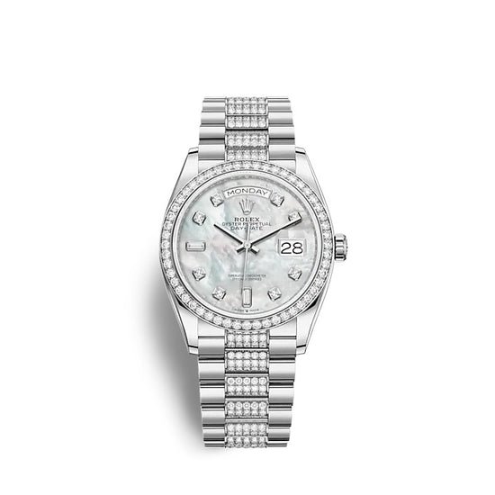 Rolex Replica Watch Day-Date 36 White gold 128349RBR-0014