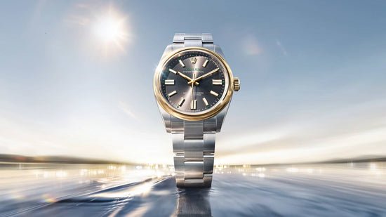 Rolex Replica Watch Oyster Perpetual 41, Oystersteel and 18k Yellow Gold, 41mm, Slate dial, Domed Oyster, 134303-0001