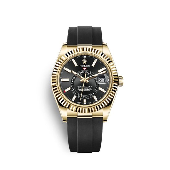 Rolex Replica Watch Sky-Dweller 42mm, 18k Yellow Gold, Oysterflex, 326238-0009