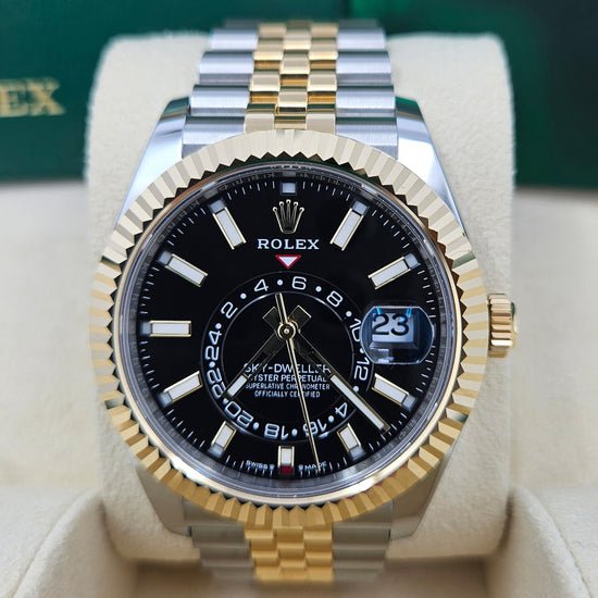 Rolex Replica Watch Sky-Dweller, 42mm, Oystersteel and 18k Yellow Gold, Black, Jubilee, 336933-0004