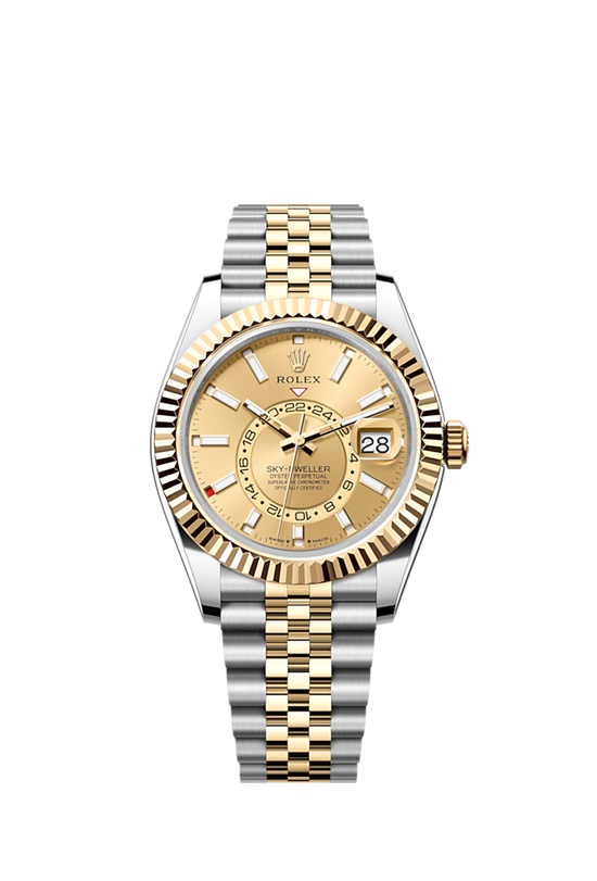 Rolex Replica Watch Sky-Dweller, 42mm, Oystersteel and 18k Yellow Gold, Champagne, Jubilee,336933-0002