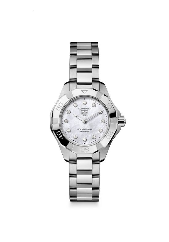 TAG Heuer Aquaracer Professional 100 Solargraph, Stainless Steel and Diamonds set, Solar Quartz, 28 mm, WBP141H.BA0049