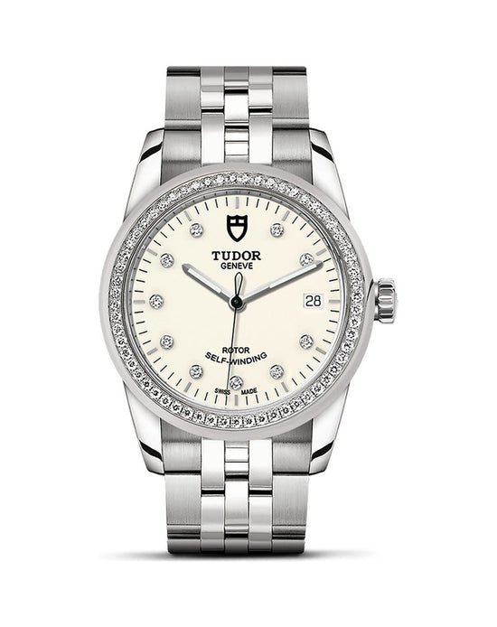 Tudor Replica Watch Glamour Date, Stainless Steel with Diamond-set dial and Diamond-set bezel, 36mm, M55020-0096